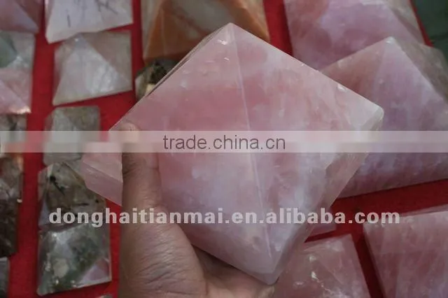 Rock Natural Clear QUARTZ PINK Crystal HEALING Pyramid , Gift