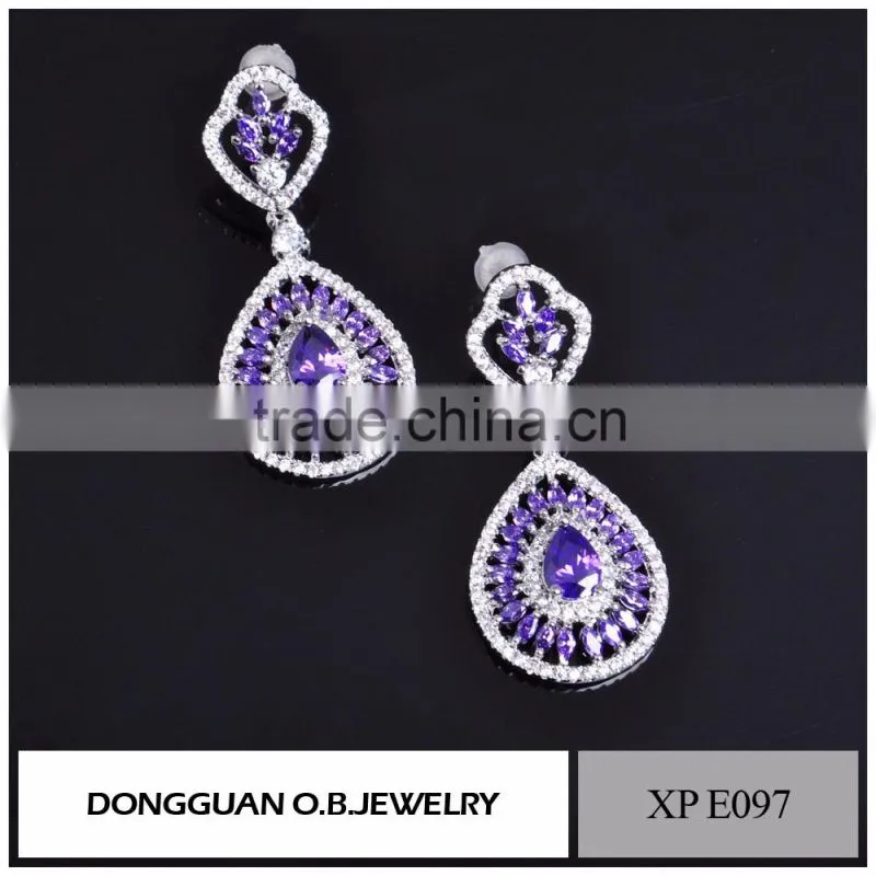 Rhinestone women sterling silver earring fashion earring/ latest diamond stone earring