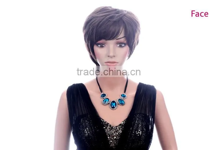 China wig supplier synthetic lady bobo wig short hair lace wig silk top