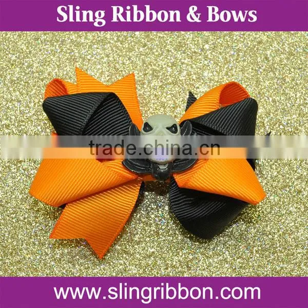 Ribbon Hair Bow With Pumpkin For Halloween