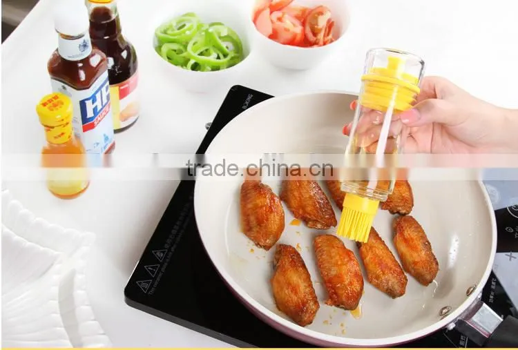 high quality Oil Brush Bottle Dual Head Silicone Oil Bottle Pastry Butter Baking Cooking BBQ Basting Brush Kit