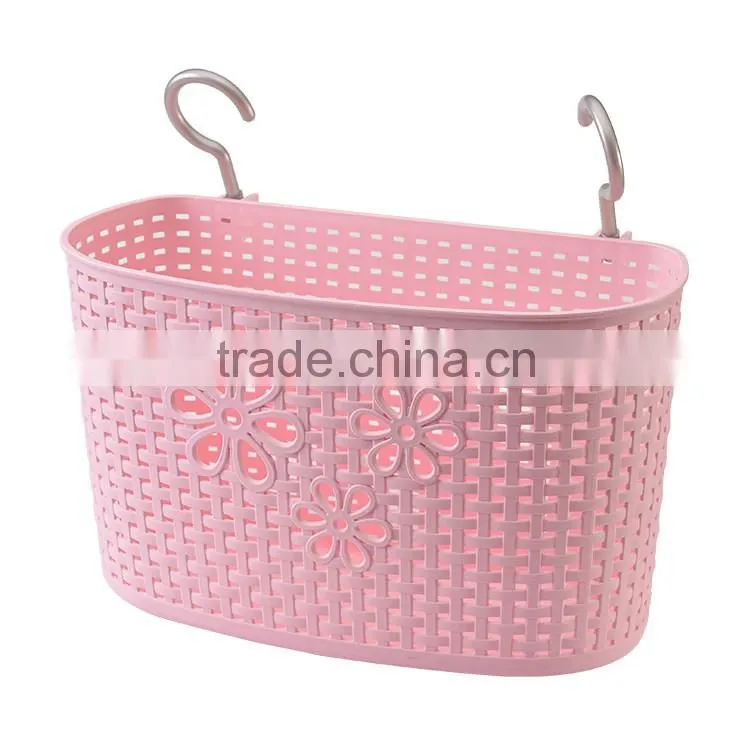 large plastic rattan basket,pp hanging basket with 2 hooks