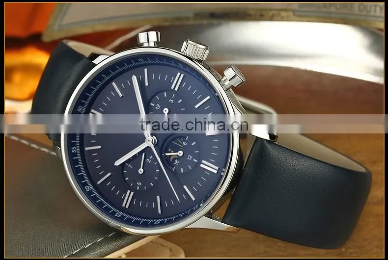 new products with your logo luxury three eyes case leather light at night sports watches men