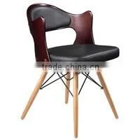 Molded Plywood Chair Cow Leather, Real Leather Upholstered Chair, Genuine Leather Cover Lounge Chair