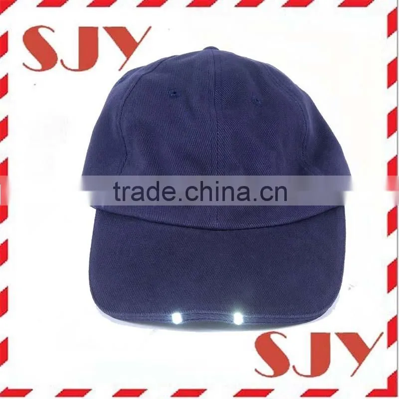 Low profile light weight cotton flashing led light baseball cap