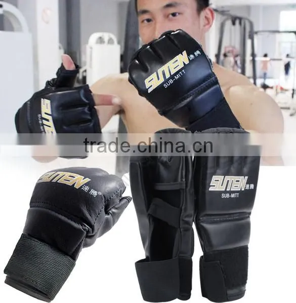 New leather MMA Muay Thai Training Punching Bag Half Mitts Sparring Boxing Gloves