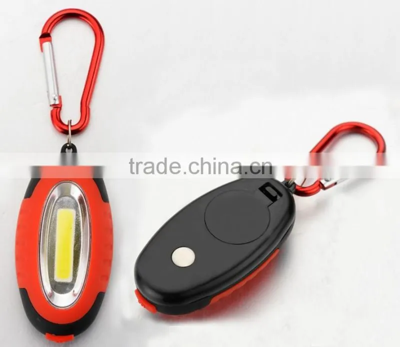 Hot Sales Promotion Egg Shape High Power COB LED Keychain Light Cheaper Gift carabiner Bag Reflector Flashlight Rubber Coating