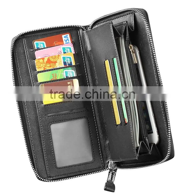 QIALINO Wholesale Zip Wallet Luxury Ostrich Leather card wallet handbag