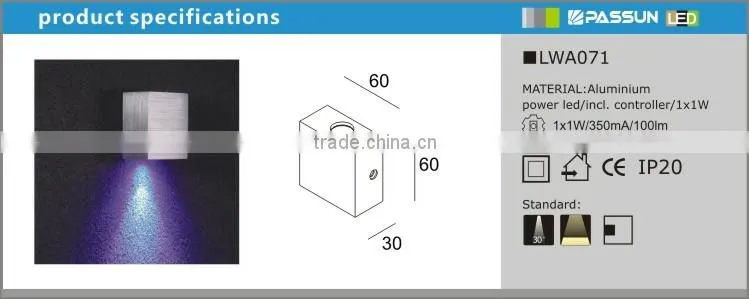 square indoor aluminum led decorative light/led stair wall light