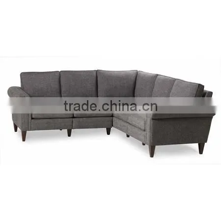 Foshan China furniture modern grey color fabric wooden corner sofa for living room