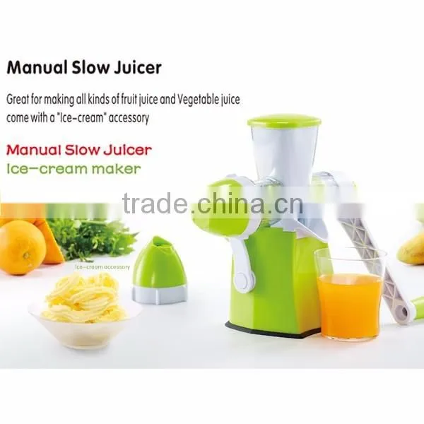 2016 Newest Manual Juicer,Hand Juicer, Manual Slow Juicer&Ice Cream Maker