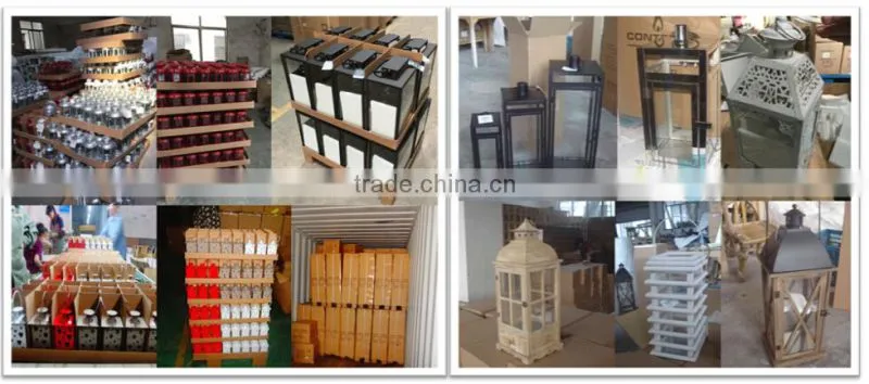 Cheap wooden lantern with metal top white color