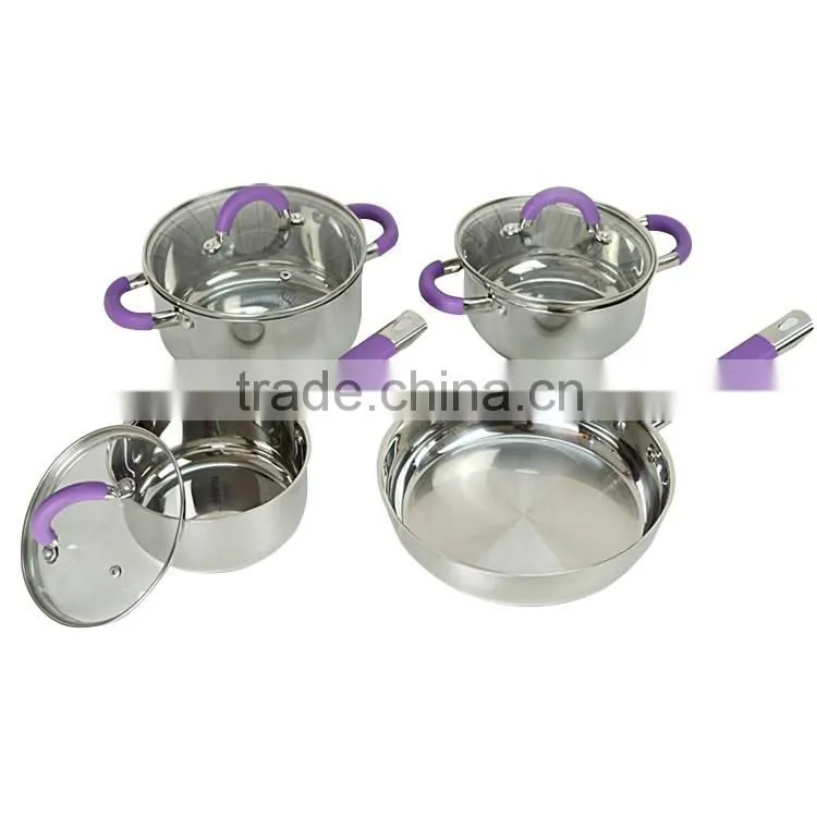New design 7pcs cookware saucepa, frypan, cassorle stainless steel pot