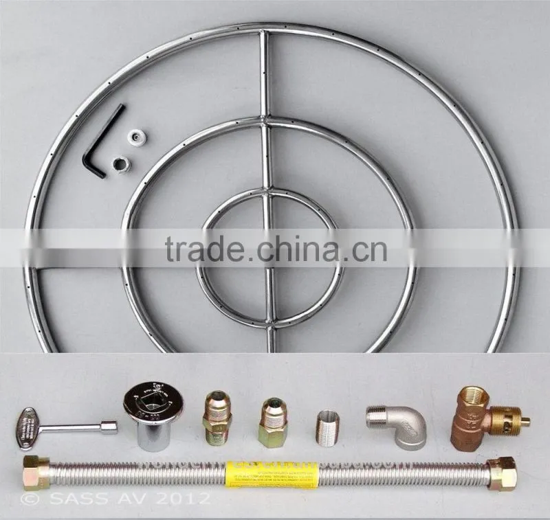 6" 12" 18" 24" 30" 36" Stainless Steel Fire Pit Burner Ring KIT Natural gas