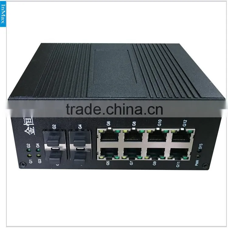 4x1000M FX(SFP Slot) + 8x10/100/1000MBase TX Full Gigabit Industrial Switch IP-Camera, Intelligent Transportation i712A