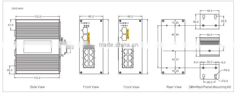 2x1000M FX(SFP Slot) to 8x10/100MBase TX Gigabit Industrial PoE Switches P610A