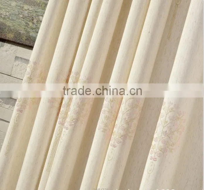 French pleated Embroidery woven curtain fabric for house readymade drape