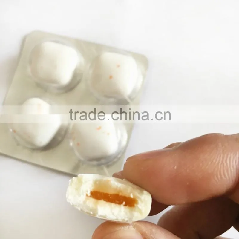 Square Shape Coated Center Filled Bubble Gum