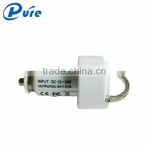 CE RoHS FCC popular 5V 2.1A output ABS/PC dual usb car charger with indication light