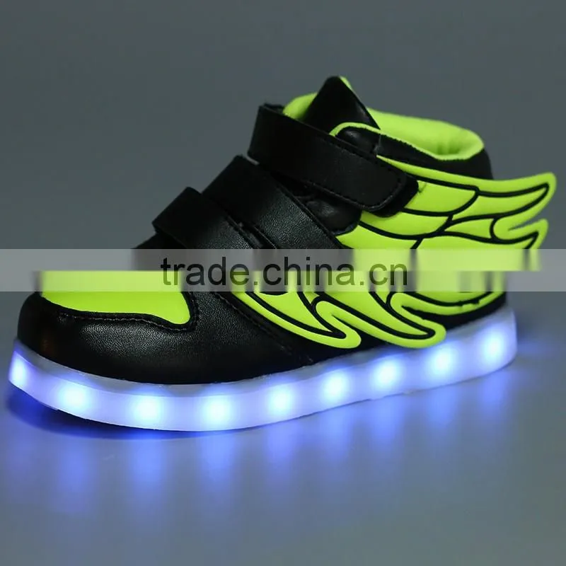 China 8 years factory led light up kids shoes led sneakers for kids wing shoes for boys girls promotion