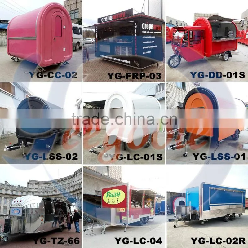 Yeegoole CE China mobile food cart / food carts vendors / stainless steel trailer/burger vans for sale Carts