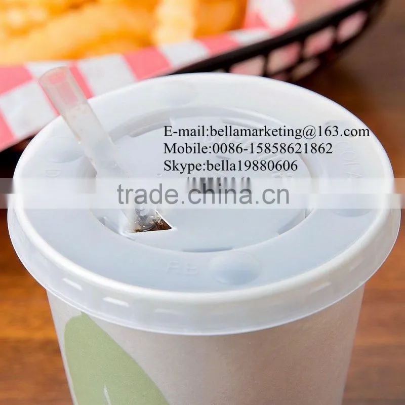 High Transparent Flat Plastic Lid with Straw Slot and Identification Buttons Wholesale Competitive Price