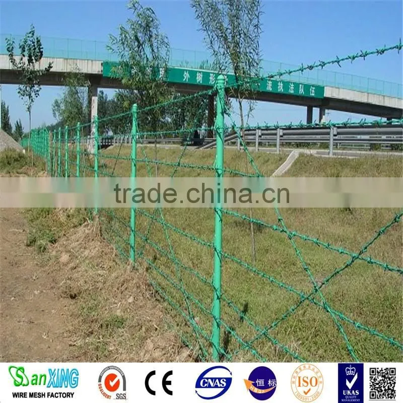 BWG12-16 green pvc coated barbed wire coils