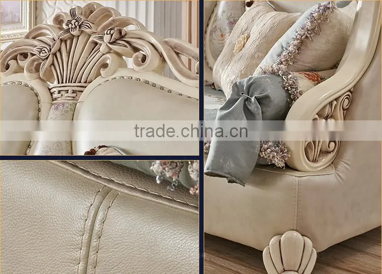 Solid wood living room furniture vase and flowers carving design fabrice sofa set