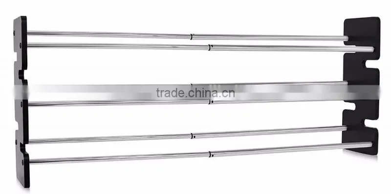 Expandable 4 Tier Free Standing Shoe Rack Stainless Steel Wood Closets