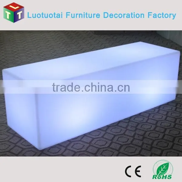 Manufacturer L120*W40*H40CM long stool PE chair with remote control 16 mix changeable colors