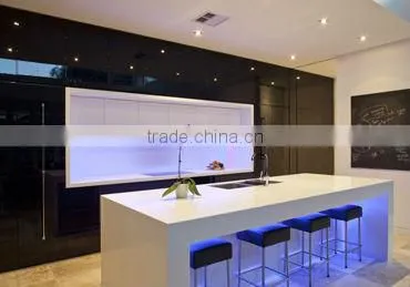 Morden design glacier white solid surfaces built kitchen cabinet