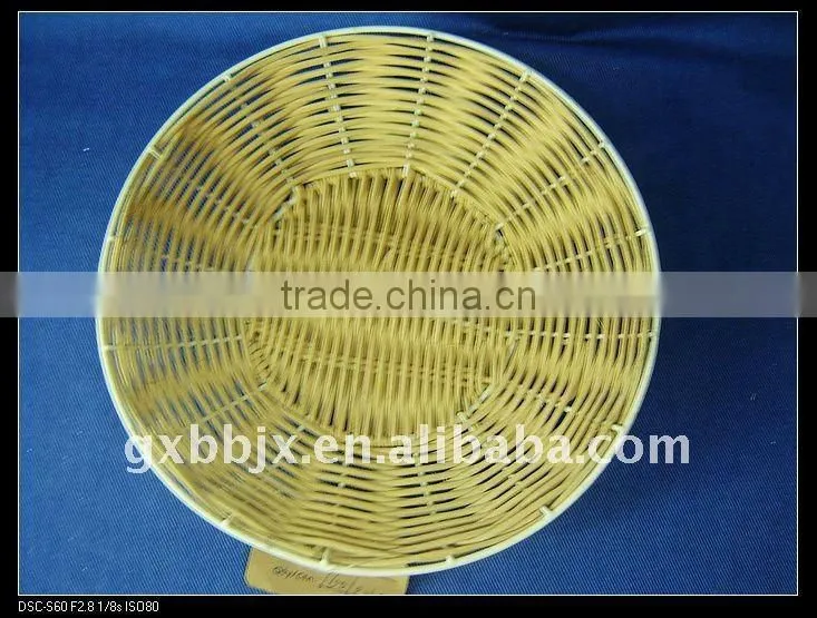 Round rattan iron frame storage food plate