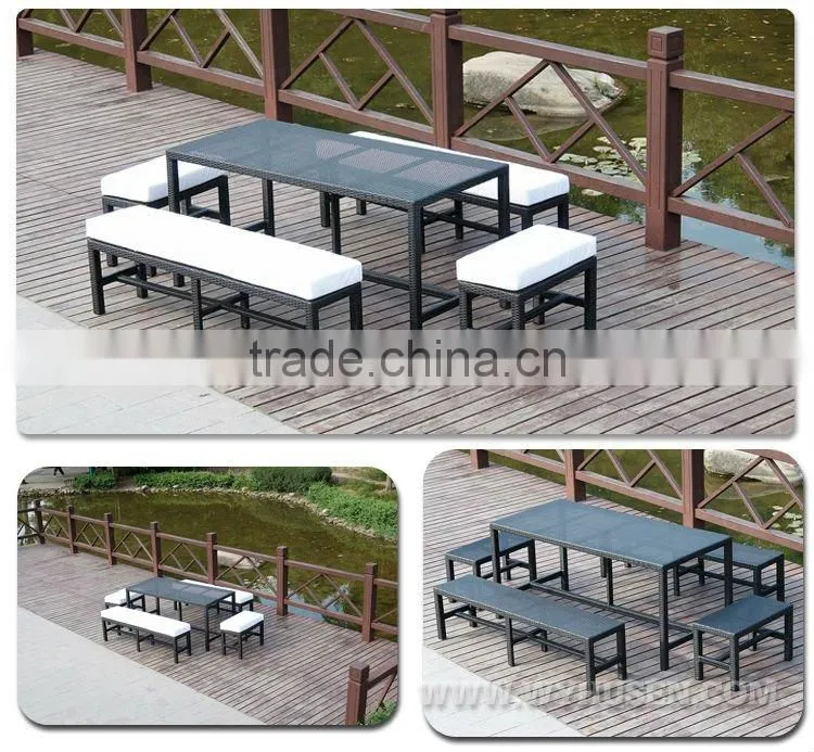aluminum frame rattan table and chair dining set for garden