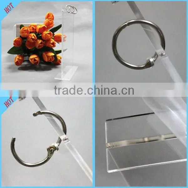 Alibaba China OEM custom clear acrylic desktop calendar stand with hoops plain calendar stand