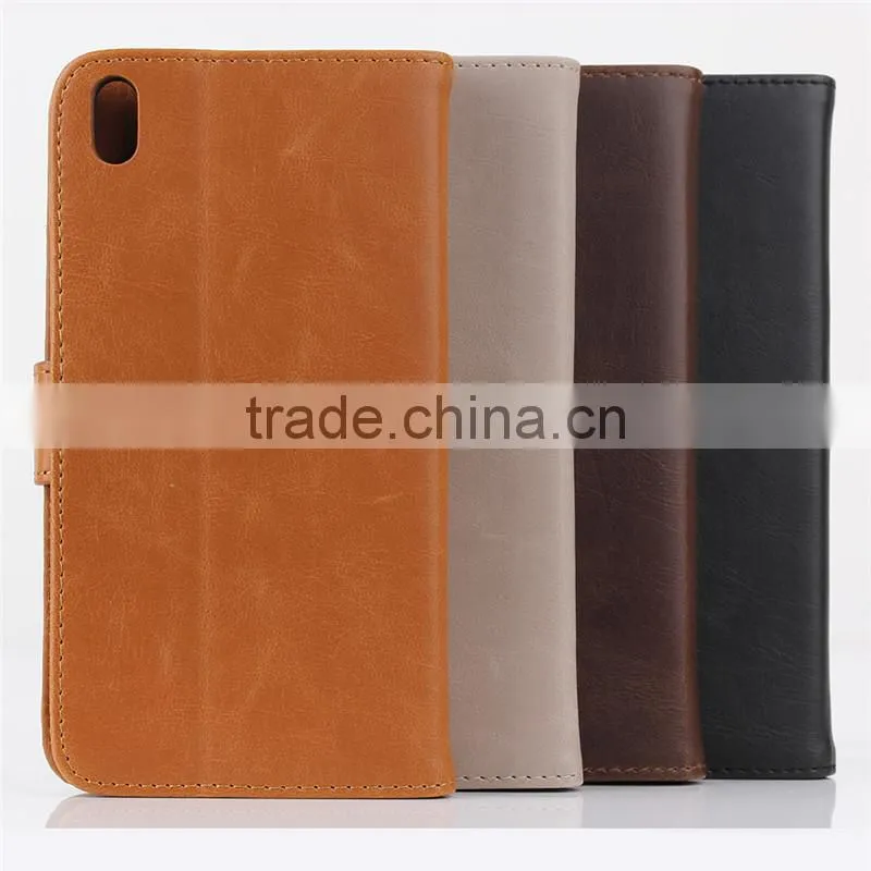 High quality crazy-horse PU card bumper/pocket cell phone case for HTC