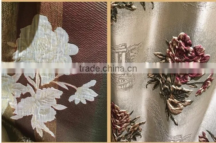 M-8637 Luxury European style living room bedroom beige curtains shade American luxury jacquard curtains