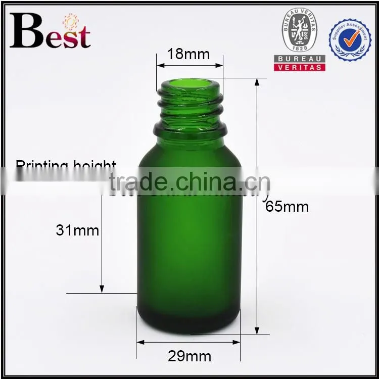 15ml frosted glass bottle green colored essential oil frosted glass bottle with silver aluminum cap