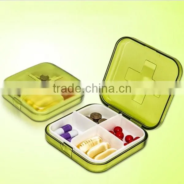 custom promotional 4 compartment medicine storage case PP plastic pill storage box supplier in China,plastic pill box supllier