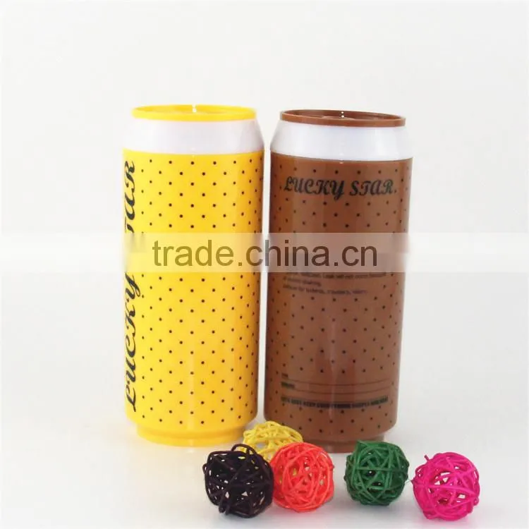 2017 Customized according to customer logopop-top can plastic cans bottle PC anti leak sport bottle