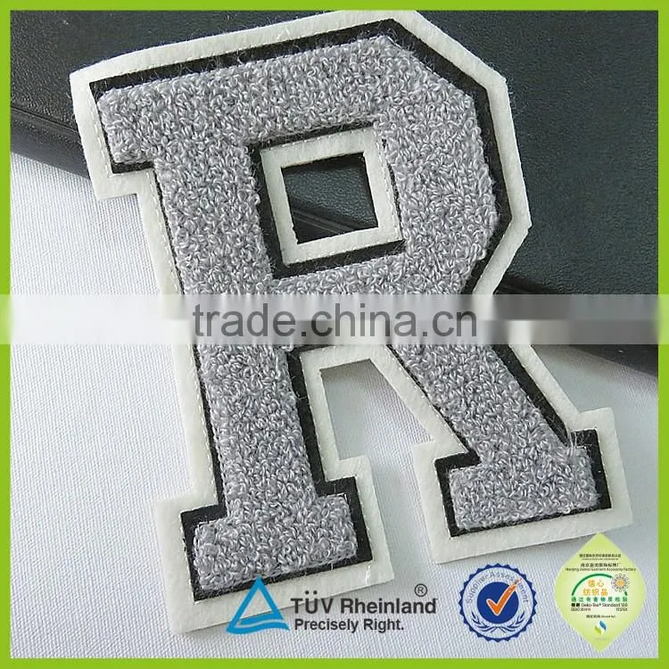 OEM shape customized stick-on letters towel embroidery
