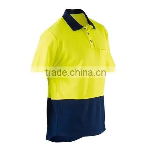 Custom Workwear Spliced Cotton Hi Vis Back Short Sleeve work t-shirt Polo