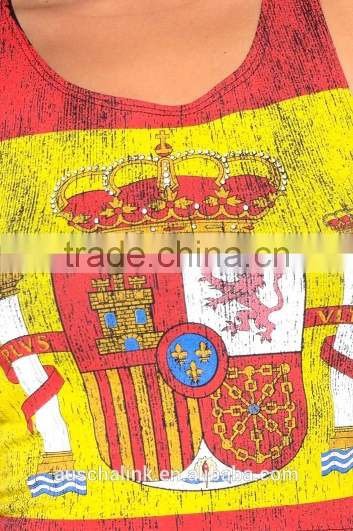 spanish lady flag burnout graphic custom print tank top