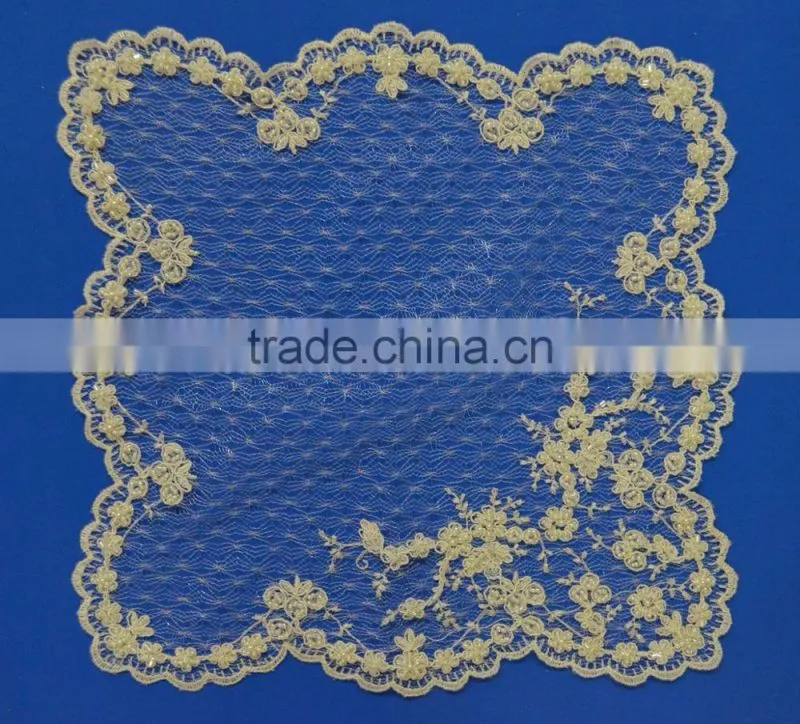 China dongguan factory embroidery lace table cloth design for wedding