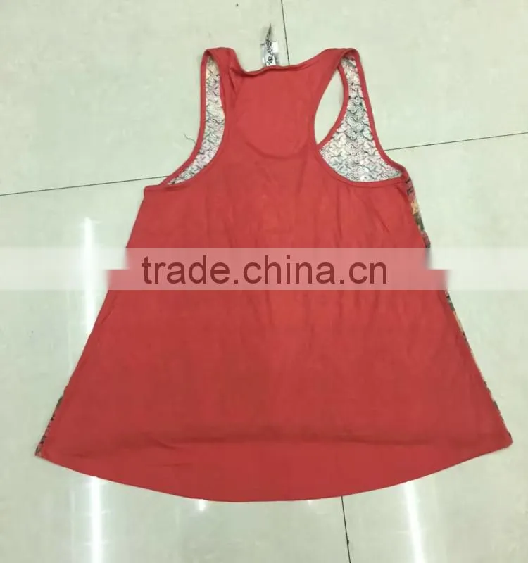 Yiwu surplus inventories lace tank top for women