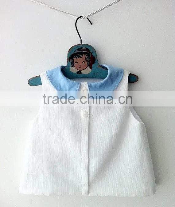 Wholesale Custom New Cute Baby Girl Clothes White Top and Blue Little Shorts