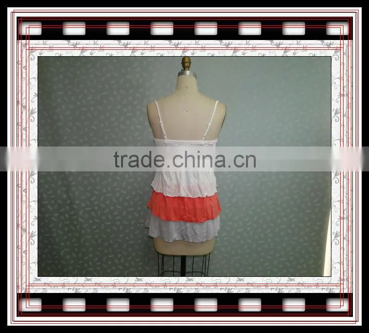 2015 ladies tunic top wholesale women three layers tank top with strape