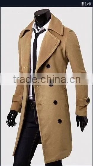 2016 Factory of Men's Long Style Woolen Coat Man Wool Blend Coat Men Wool Overcoat