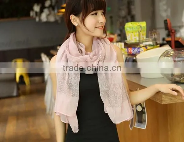 Hot sale chinese style 5 color choice high quality lady chiffon material shawl fashionable scarf