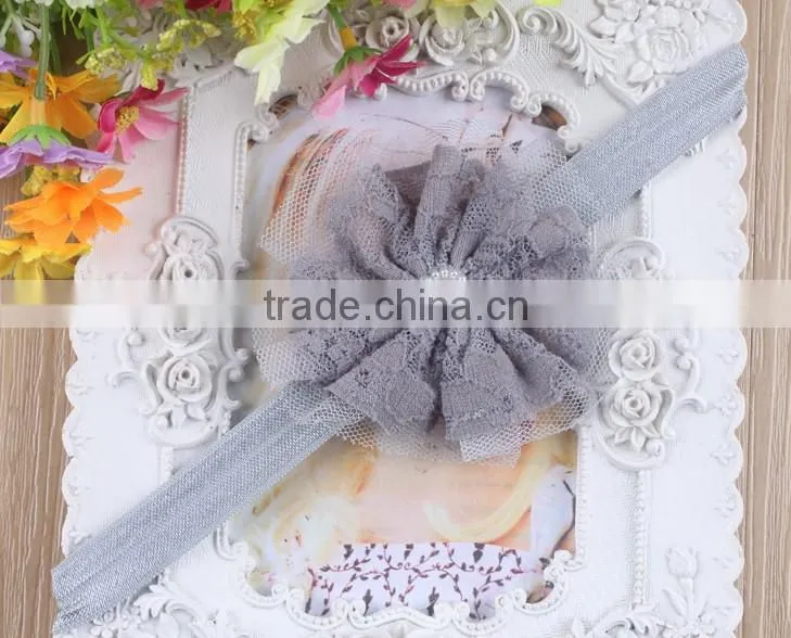 Stock wholesale Lace Headband hairband Baby Girls flowers headbands With Elastic Kids' hair accessories Baby Headwear