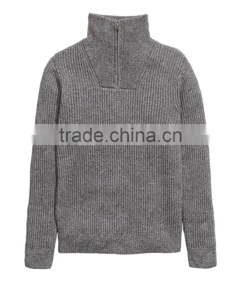 55% acrylic, 45% cotton polo sweater pullover men half zip sweater